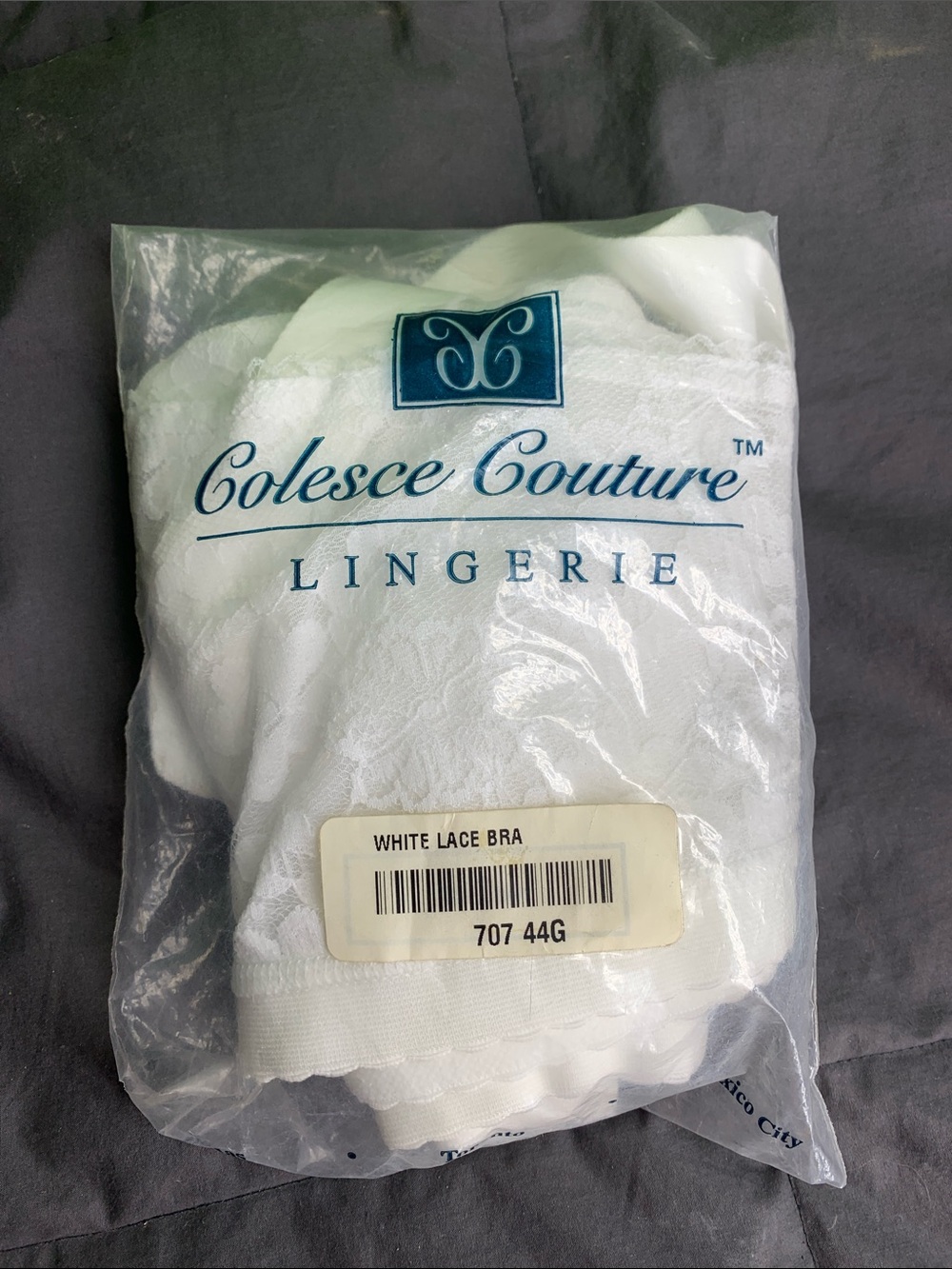 White Lace Bra - Colesce Couture 707 44G Bullet Bra